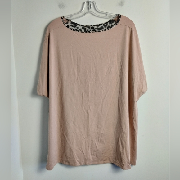Verpass mixed media top leopard animal print pastel pink plus size 22 blouse - Picture 11 of 12